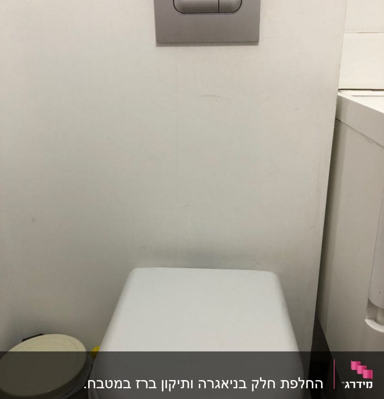 אסלה עם לחצן הדחה כפול על הקיר